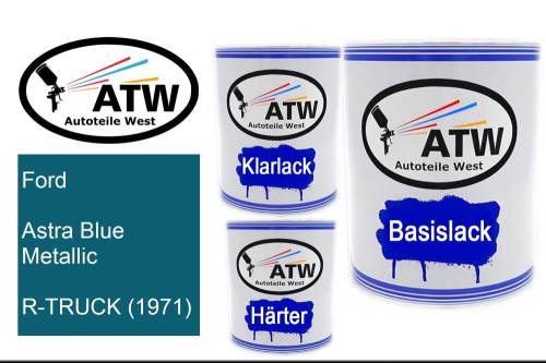 Ford, Astra Blue Metallic, R-TRUCK (1971): 1L Lackdose + 1L Klarlack + 500ml Härter - Set, von ATW Autoteile West.